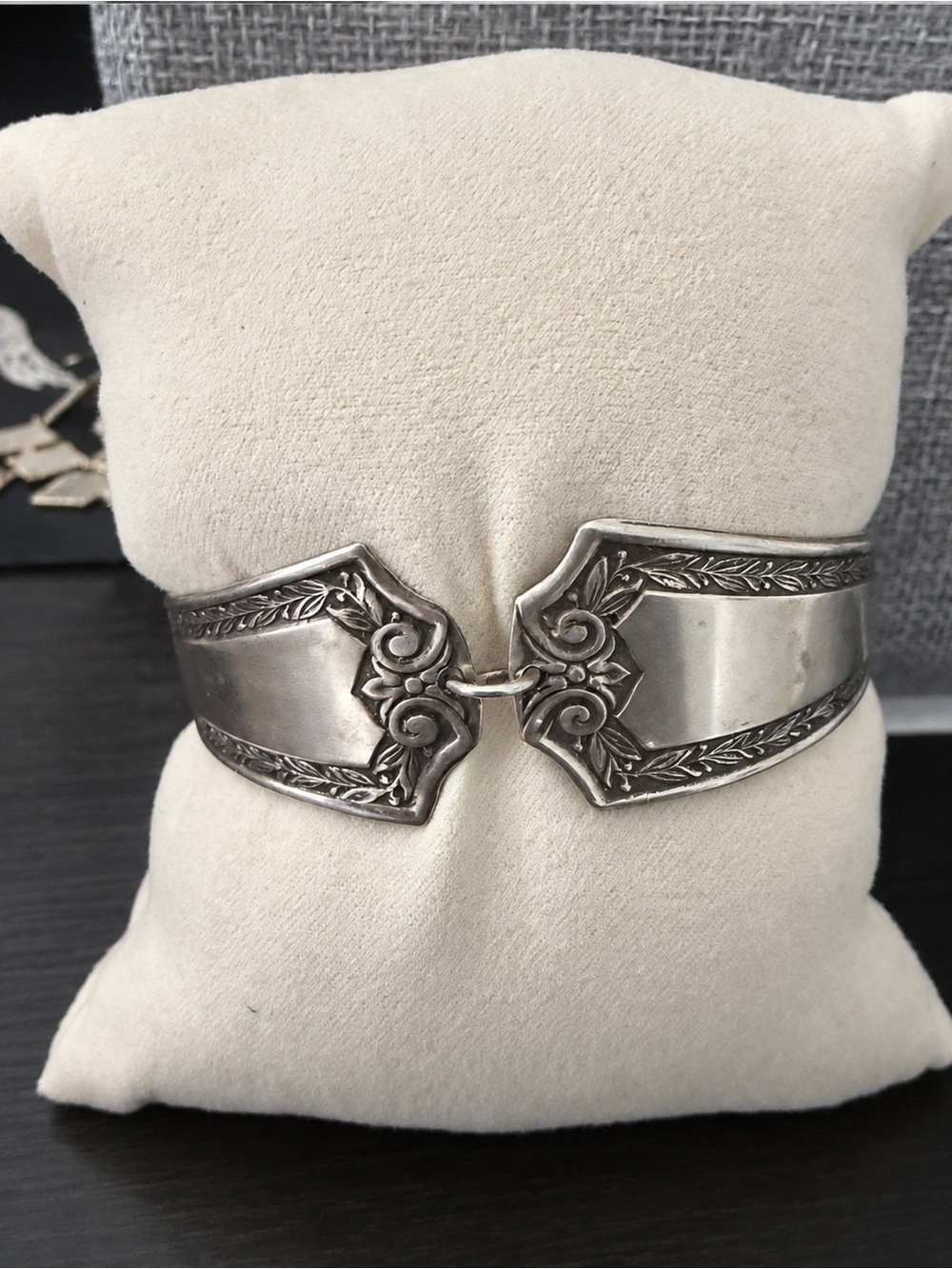 Vintage Silver Tone Spoon Bracelet Repurposed Flatware Cuff